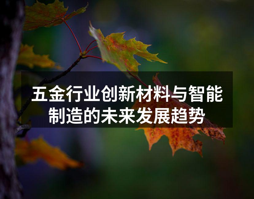 五金行业创新材料与智能制造的未来发展趋势